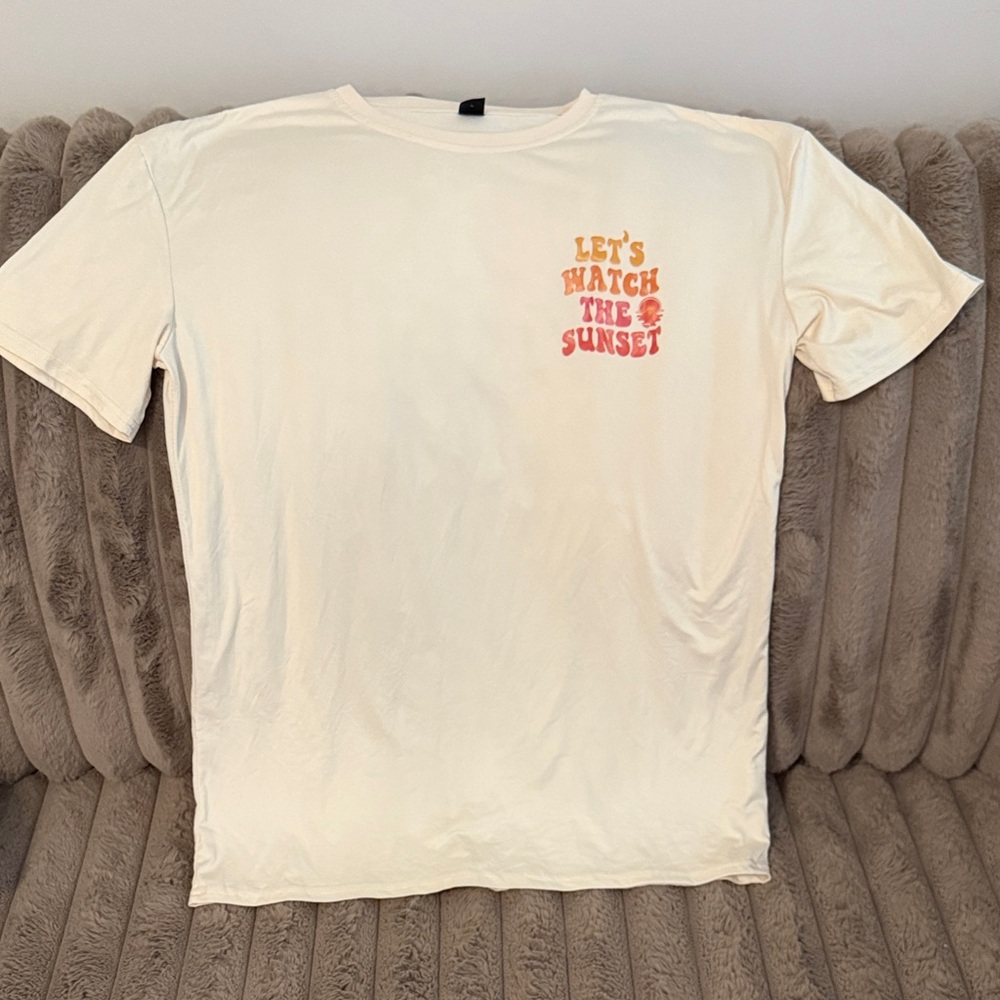 Men's Cream Graphic Tee - "Let's Watch The Sunset"